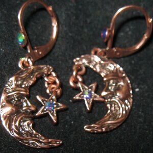 "KIRKS FOLLY MOON SHADOW PIERCED EARRINGS IN COPPERTONE FINISH" NEW/GORGEOUS!